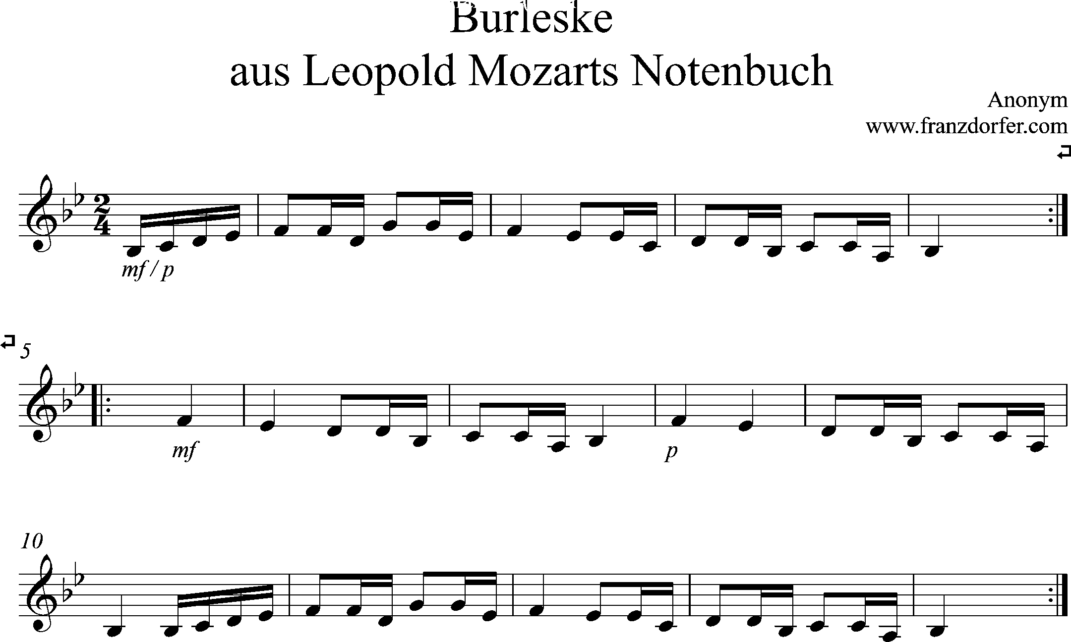 clarinet sheet, burleske, Bb-Major